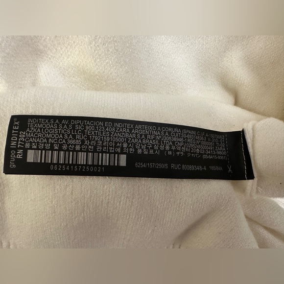 ZARA Black Crystal Glitter Drawstring White Sweater SIZE SMALL Glitzy Extra Wide - Picture 11 of 11